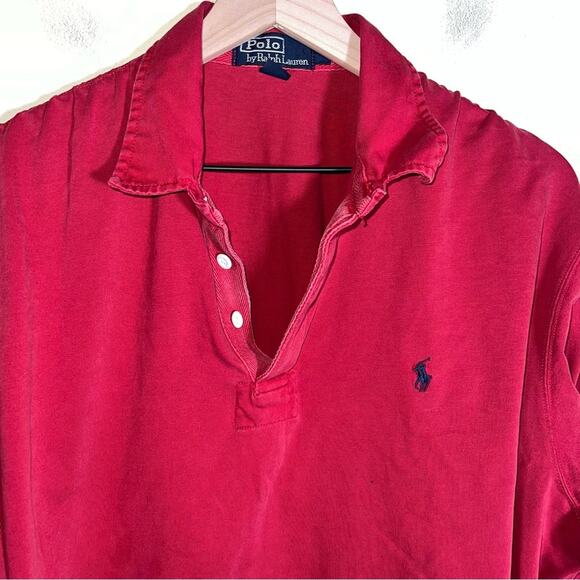 POLO RALPH LAUREN Red long sleeve rugby shirt L - Picture 3 of 6